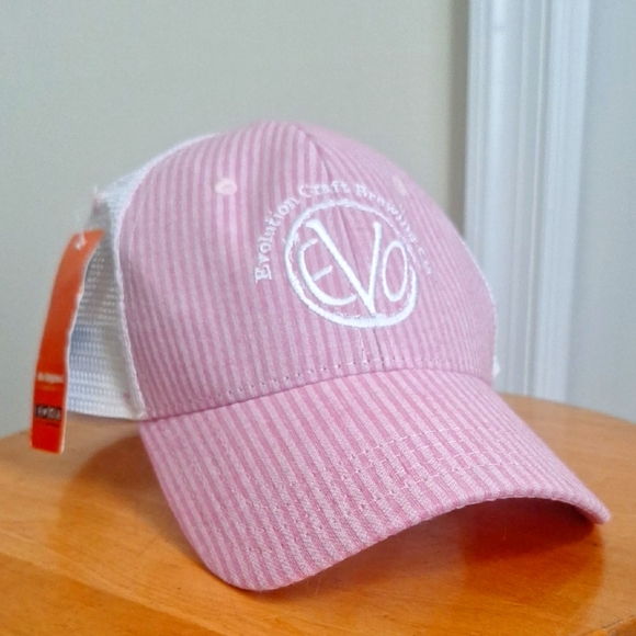 Pink and White Striped EVO Cap - Picture 1 of 6